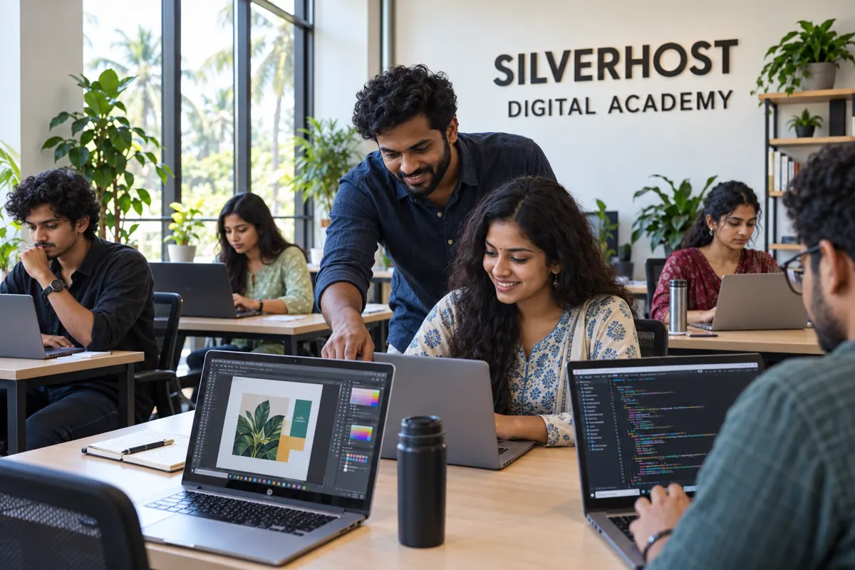 Students and a trainer at SilverHost Digital Academy