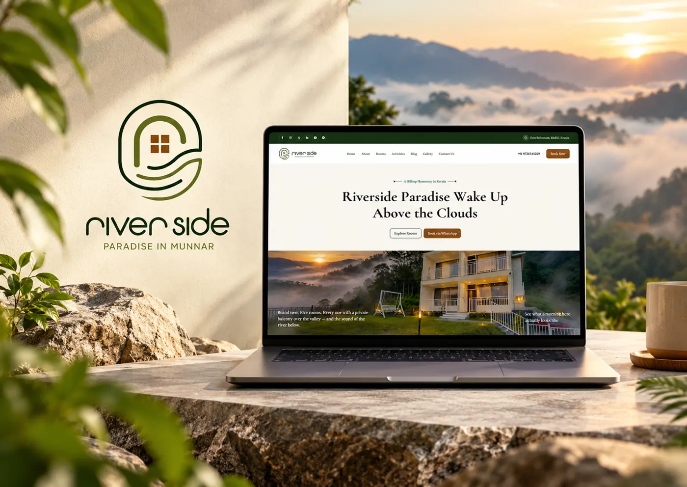 Riverside Paradise homestay website and logo