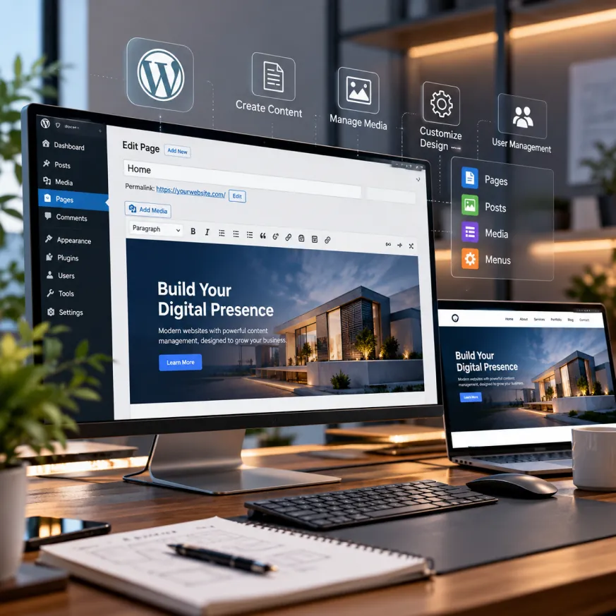 A content management system editing screen for a website